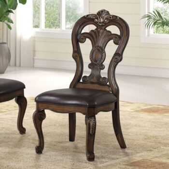 Leovanni Traditional Dark Brown Side Chairs – Set of 2
