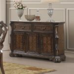 Leovanni Sideboard FM31003DB-SV – Traditional Dark Brown Dining Storage Cabinet