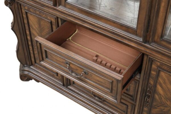 Leovanni Hutch & Buffet FM31003DB-HB-SET – Traditional Dark Brown Dining Display & Storage Cabinet