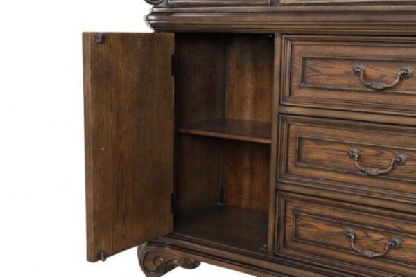 Leovanni Hutch & Buffet FM31003DB-HB-SET – Traditional Dark Brown Dining Display & Storage Cabinet