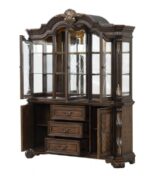 Leovanni Hutch & Buffet FM31003DB-HB-SET – Traditional Dark Brown Dining Display & Storage Cabinet