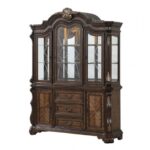 Leovanni Hutch & Buffet FM31003DB-HB-SET – Traditional Dark Brown Dining Display & Storage Cabinet