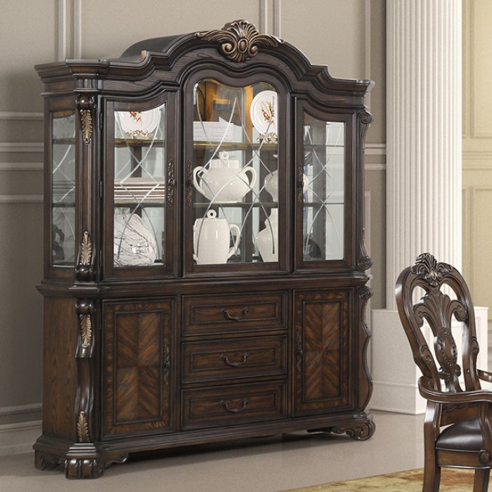 Hutch & Buffet Fm31003Db-Hb-Set – Traditional Dark Brown By Furniture Of America | Mobilia Cleopatra 3 Leovanni Hutch & Buffet FM31003DB-HB-SET – Traditional Dark Brown Dining Display & Storage Cabinet