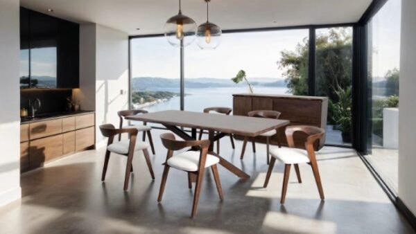 Logstor Dining Table FM30002WN-T – Mid-Century Modern Walnut Dining Table with Hidden Storage