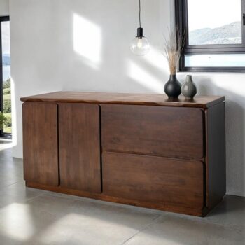 Logstor Mid-Century Modern Walnut Sideboard – Solid Wood Storage FM30002WN-SV