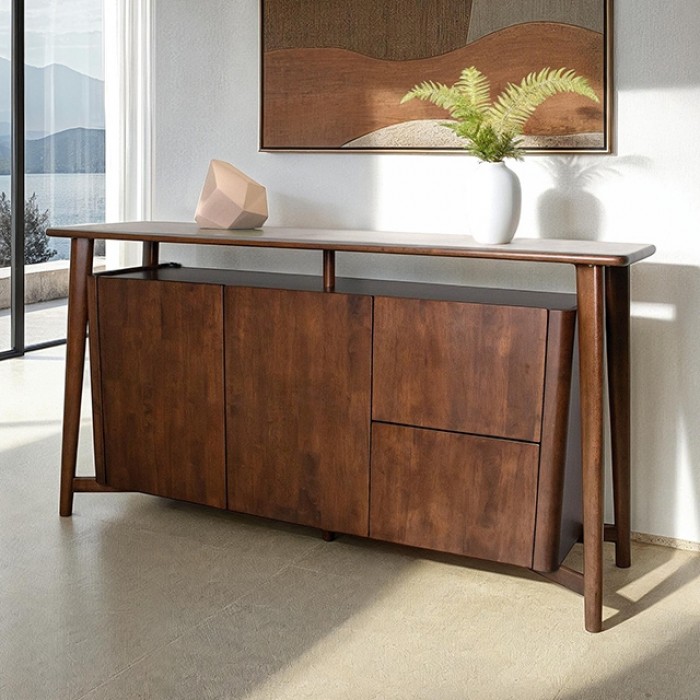 Sargans 2-Door Sideboard Fm30006Wn-Sv-Pk Mid-Century Modern By Furniture Of America | Mobilia Cleopatra 3 Sargans Mid-Century Modern Walnut Dining Table – Solid Wood FM30006WN-OT