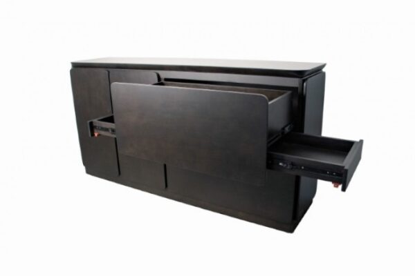 Sargans Black Mid-Century Modern Solid Wood Sideboard – 71"