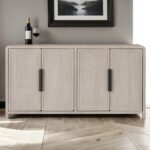Belize Modern Gray Fog 4-Door Cabinet – Rattan Design