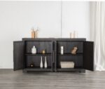 Hatton Cross Modern Contemporary 4-Door Cabinet – Weathered Black Storage
