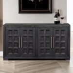 Hatton Cross Modern Contemporary 4-Door Cabinet – Weathered Black Storage