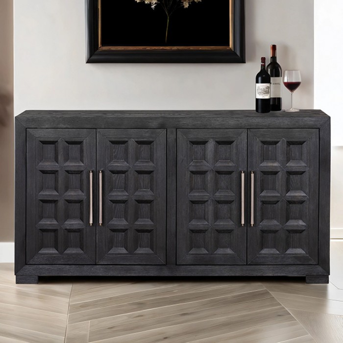 Modern Contemporary Weathered Black 4 Door Cabinet By Furniture Of America | Mobilia Cleopatra 3 Hatton Cross Modern Contemporary 4-Door Cabinet – Weathered Black Storage