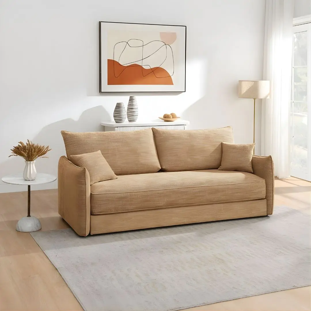 Cadie Sofa Bed With 2 Pillows In Mocha Chenille Lv05940 By Acme | Mobilia Cleopatra 3 Cadie Sofa Bed with 2 Pillows in Mocha Chenille LV05940 By ACME - Image 1