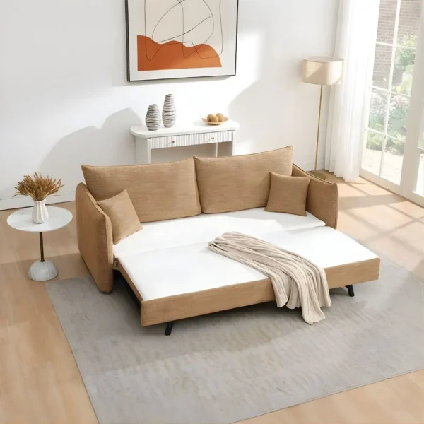 Cadie Sofa Bed with 2 Pillows in Mocha Chenille LV05940 By ACME - Image 2