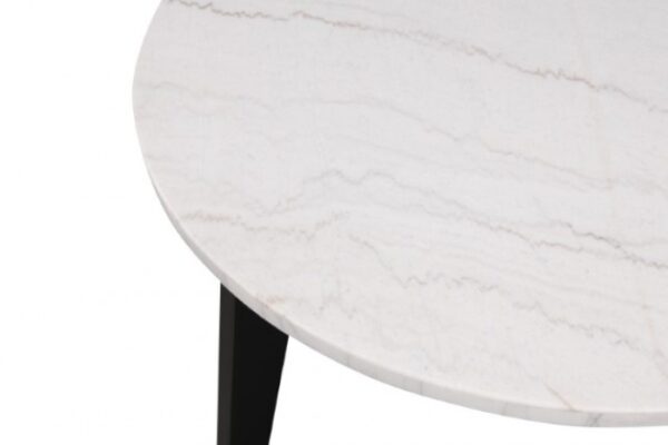 Sabro Contemporary Round Marble Dining Room Table – Black/White