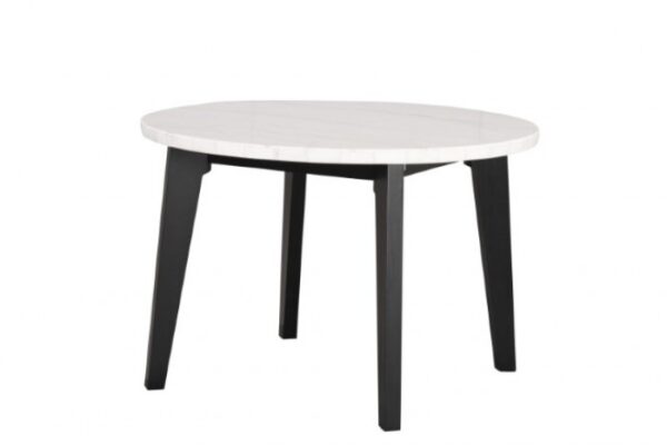 Sabro Contemporary Round Marble Dining Room Table – Black/White