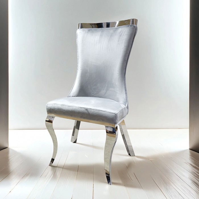 Basilicata Glam Gray Chair, Silver/Gray By Furniture Of America Dining Room Furniture Mobilia Cleopatra 3 Basilicata Glam Gray Chair, Silver/Gray by Furniture of America 3