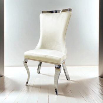 Basilicata Glam White Chair, Silver/White by Furniture of America