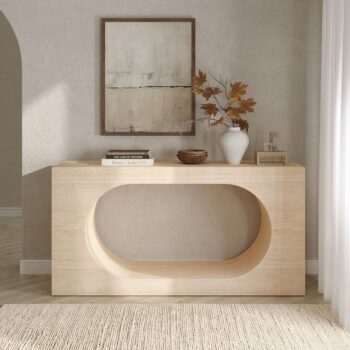 Inca Travertine Stone Console Table AC04737 By ACME