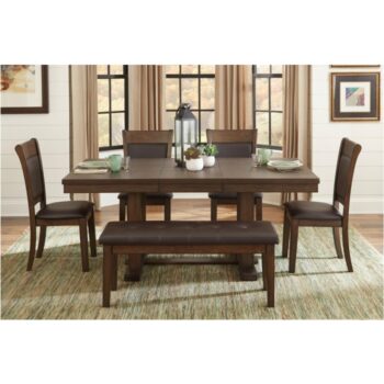 Wieland 6pc Dinning Set in Rustic Brown Finish By Homelegence