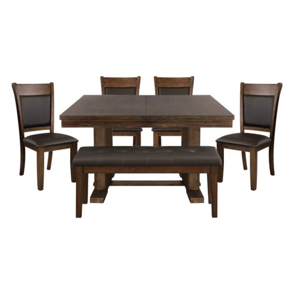Wieland 6pc Dinning Set (TB+4S+B) In Light Rustic Brown Finish