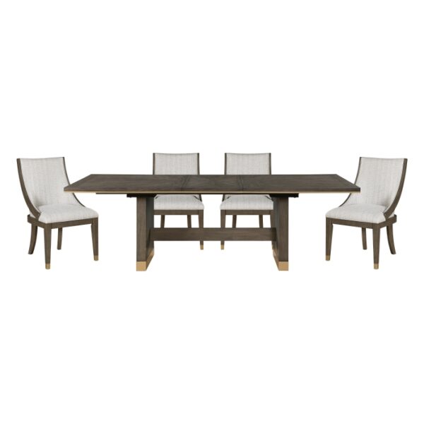 Griffin 5pc Dinning Set in Brown Finish with Gold Tipping
