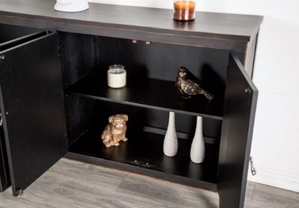 Viggo 4-Door Cabinet FM39006BK-SV – Modern Farmhouse Weathered Black Storage Cabinet