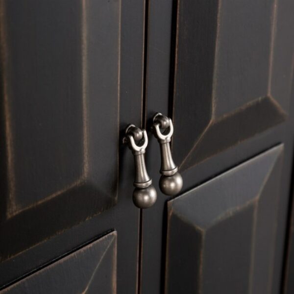 Viggo 4-Door Cabinet FM39006BK-SV – Modern Farmhouse Weathered Black Storage Cabinet