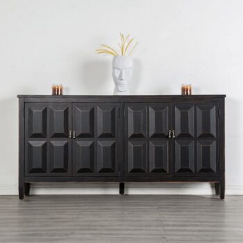 Viggo 4 Door Cabinet Modern Farmhouse Weathered Black by Furniture of America