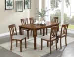 Medford 7 PC. Dining Table set Walnut/Beige Transitional by Furniture of America 9