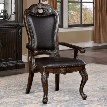 Lombardy Arm Chair (2/Box) Traditional Walnut/Dark Brown by Furniture of America