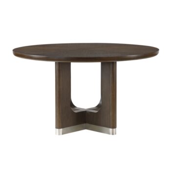 Clara Round Dining Table in Brown Finish By Homelegence