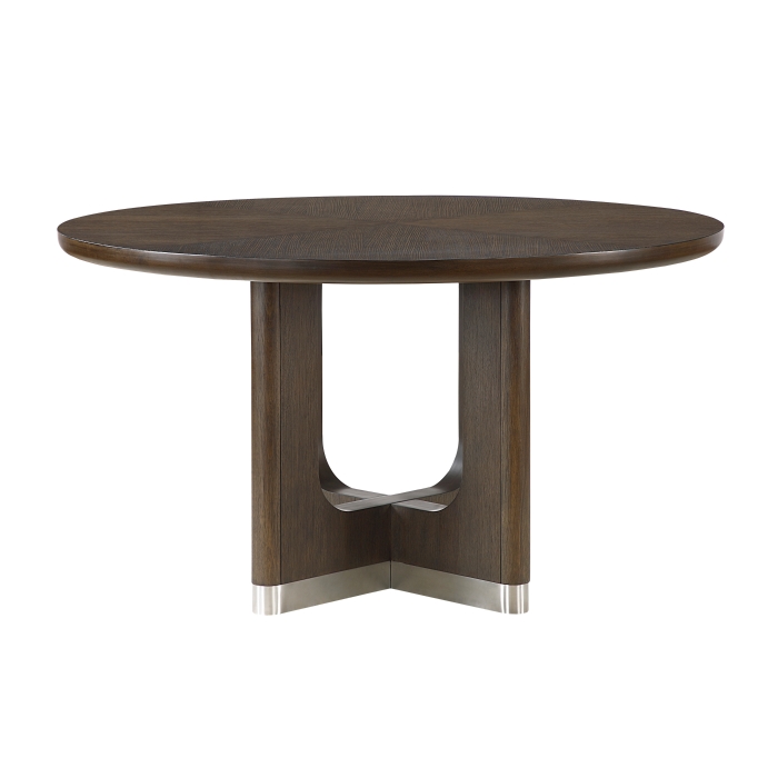 Clara Round Dining Table In Brown Finish By Homelegence | Mobilia Cleopatra 3 Clara Round Dining Table in Brown Finish By Homelegence - Image 1