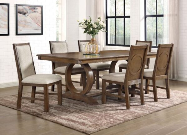 Monclova Dining Table Rustic Oak/Beige Transitional by Furniture of America - Image 2