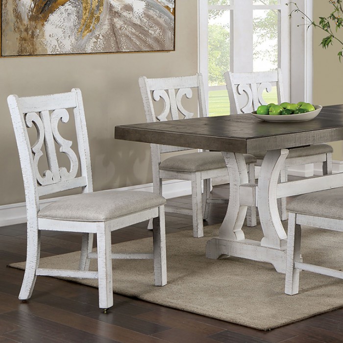 Auletta Dining Table Rustic Distressed White/Gray By Furniture Of America | Mobilia Cleopatra 3 Auletta Dining Table Rustic Distressed White/Gray by Furniture of America - Image 1