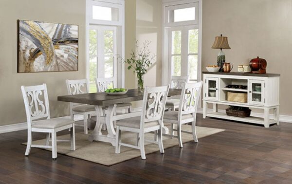 Auletta Dining Table Rustic Distressed White/Gray by Furniture of America - Image 2