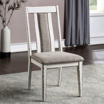 Halsey Side Chair (2/Box) Rustic Weathered White/Warm Gray by Furniture of America