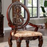 Normandy Arm Chair (2/Box) Traditional Brown Cherry/Tan by Furniture of America
