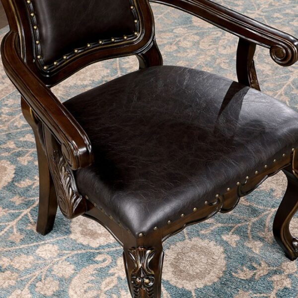 Lombardy Arm Chair (2/Box) Traditional Walnut/Dark Brown by Furniture of America - Image 3