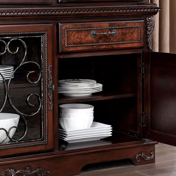 Picardy Hutch & Buffet Traditional Brown Cherry by Furniture of America - Image 4
