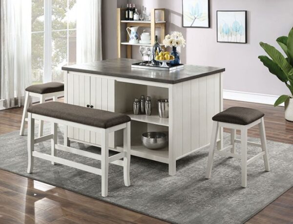 Heidelberg Counter Ht. Table Transitional Off-White/Dark Gray by Furniture of America - Image 2