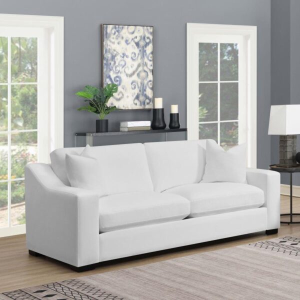 Ashlyn Upholstered Sloped Arms Sofa White 509891 by Coaster Furniture - Image 9