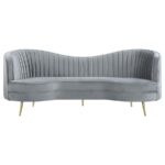 Sophia Upholstered Sofa with Camel Back Grey and Gold 506864 by Coaster Furniture - Image 3