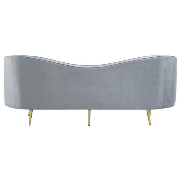 Sophia Upholstered Sofa with Camel Back Grey and Gold 506864 by Coaster Furniture - Image 4