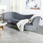 Sophia Upholstered Sofa with Camel Back Grey and Gold 506864 by Coaster Furniture - Image 10
