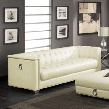Chaviano Tufted Upholstered Sofa Pearl White 505391 by Coaster Furniture