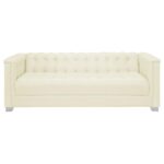 Chaviano Tufted Upholstered Sofa Pearl White 505391 by Coaster Furniture - Image 2