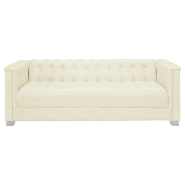 Chaviano Tufted Upholstered Sofa Pearl White 505391 by Coaster Furniture - Image 2