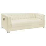 Chaviano Tufted Upholstered Sofa Pearl White 505391 by Coaster Furniture - Image 3