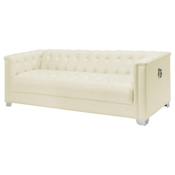 Chaviano Tufted Upholstered Sofa Pearl White 505391 by Coaster Furniture - Image 5