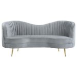 Sophia Upholstered Loveseat with Camel Back Gray and Gold 506865 by Coaster Furniture - Image 3